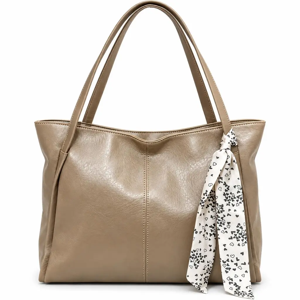 Kadın Fularlı Fermuarlı Kapamalı Shopper El Ve Omuz Çantası