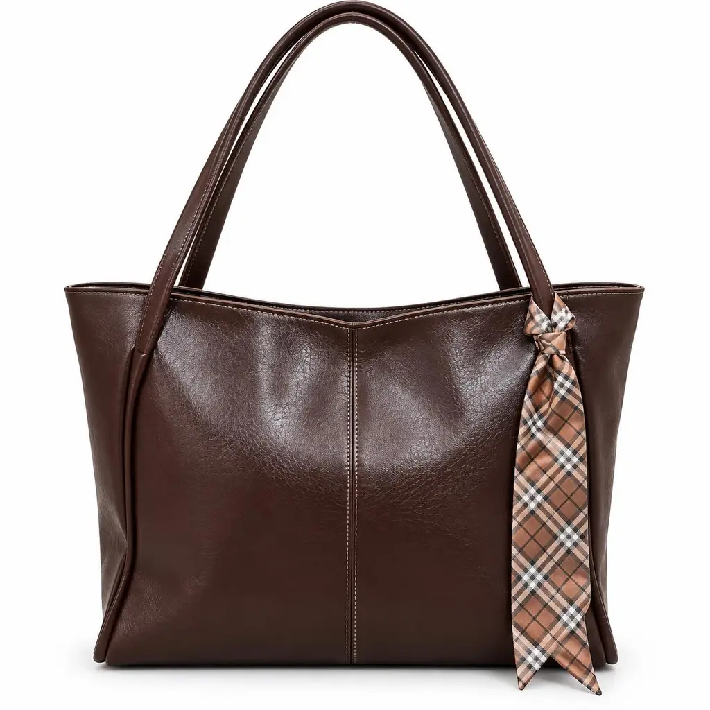 Kadın Fularlı Fermuarlı Kapamalı Shopper El Ve Omuz Çantası